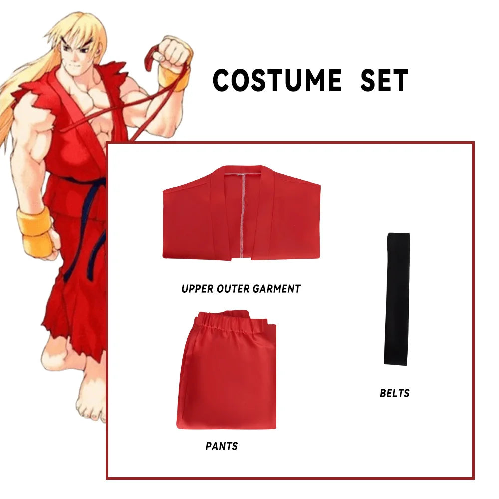 Street Fighter Ryu & Ken Karate Drakt Cosplay Kostyme