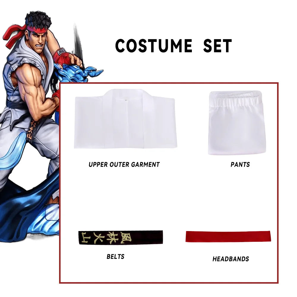 Street Fighter Ryu & Ken Karate Drakt Cosplay Kostyme