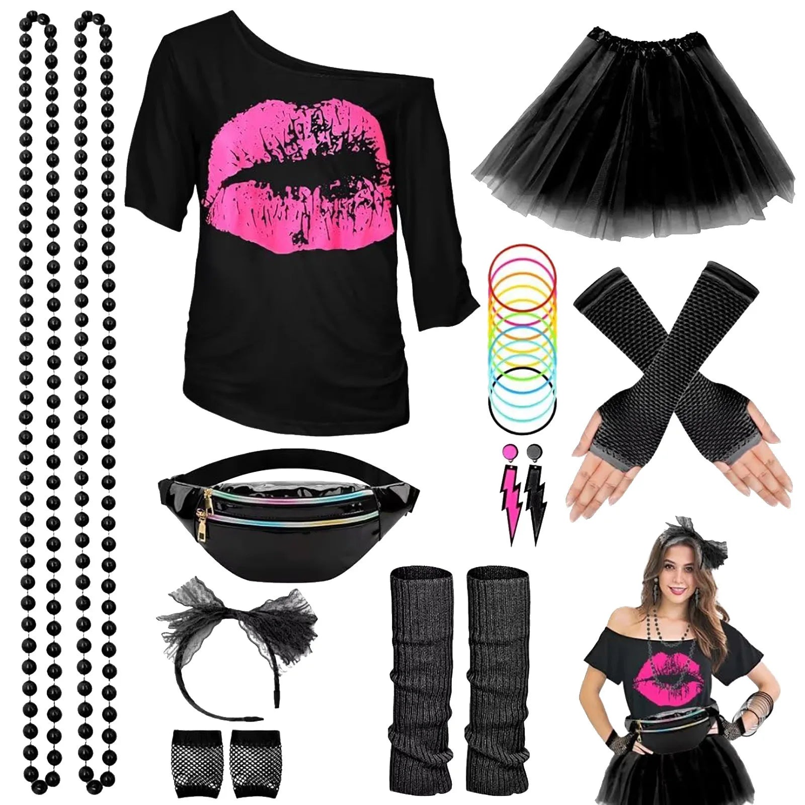 80s Rock & Disco Kostyme for Damer