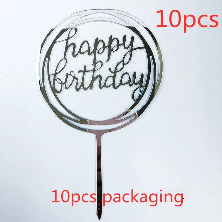 10-Pakning Akryl Happy Birthday Kaketoppere