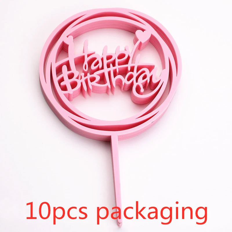10-Pakning Akryl Happy Birthday Kaketoppere