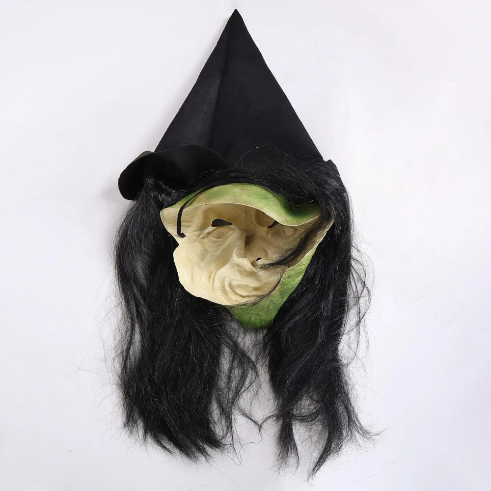 Gammel Heks Lateksmaske med Hatt
