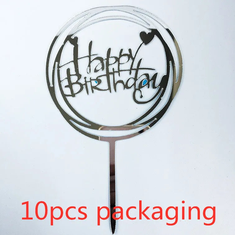 10-Pakning Akryl Happy Birthday Kaketoppere