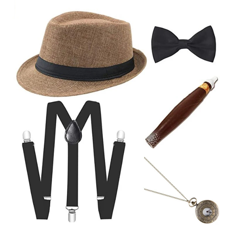 1920-tallet Herre Gangster Tilbehørsett (Gatsby Stil)