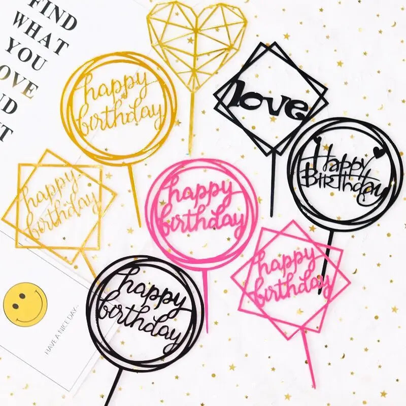 10-Pakning Akryl Happy Birthday Kaketoppere