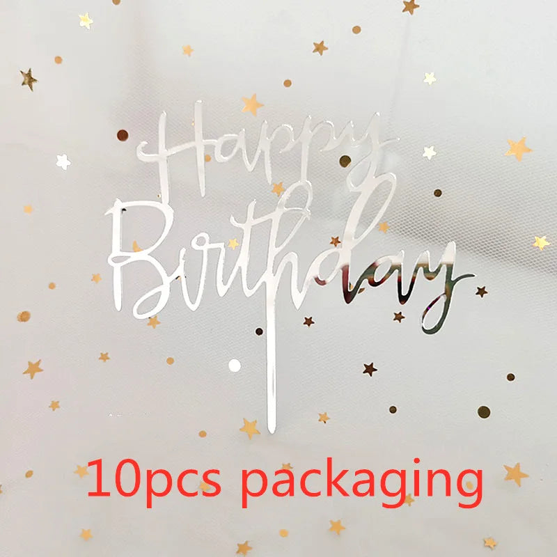 10-Pakning Akryl Happy Birthday Kaketoppere