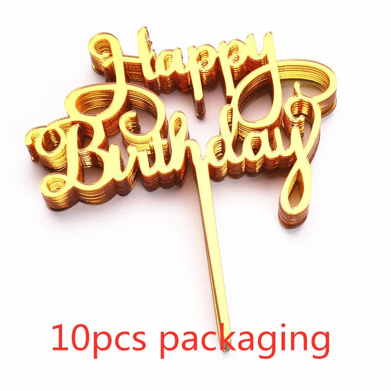 10-Pakning Akryl Happy Birthday Kaketoppere