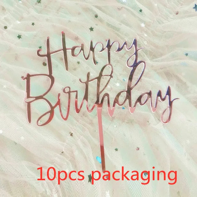 10-Pakning Akryl Happy Birthday Kaketoppere