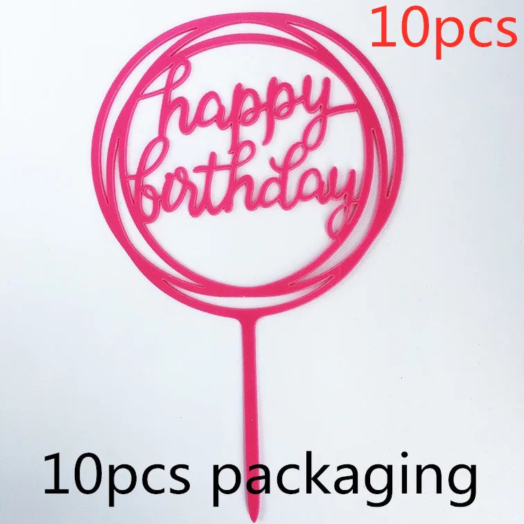 10-Pakning Akryl Happy Birthday Kaketoppere