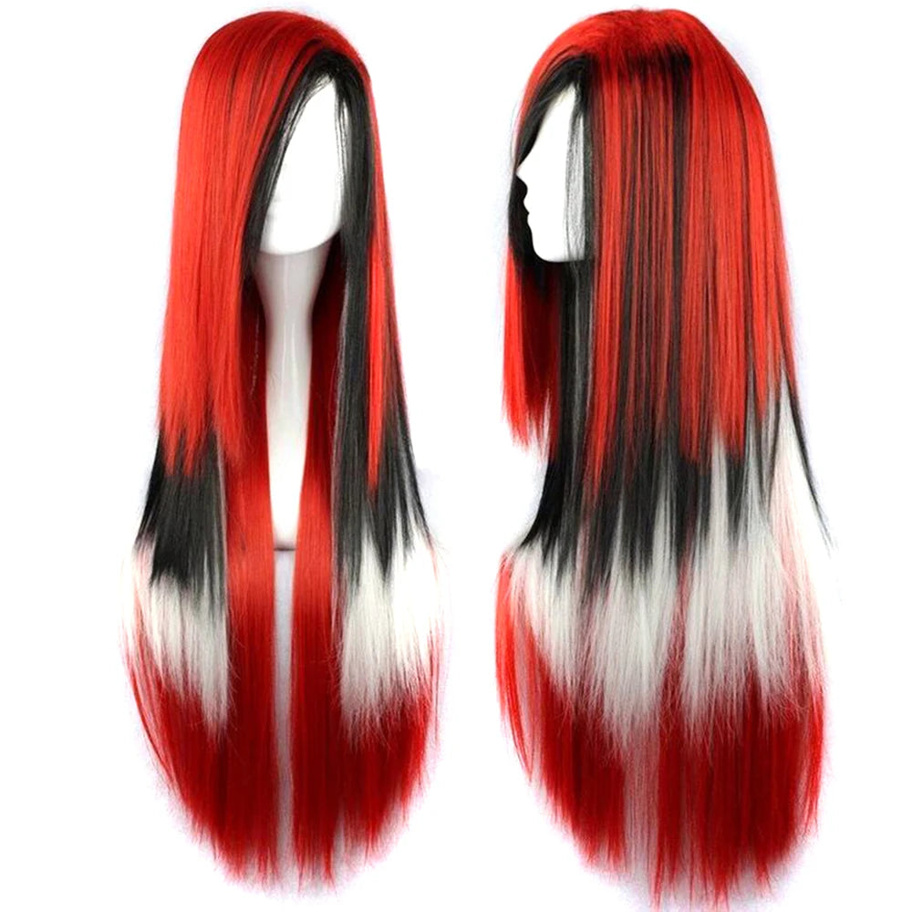 Regnbue Ombré Cosplay-Parykk med Pannelugg (70 cm)