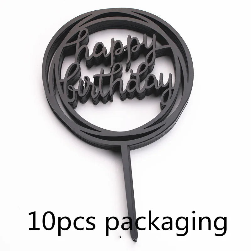 10-Pakning Akryl Happy Birthday Kaketoppere