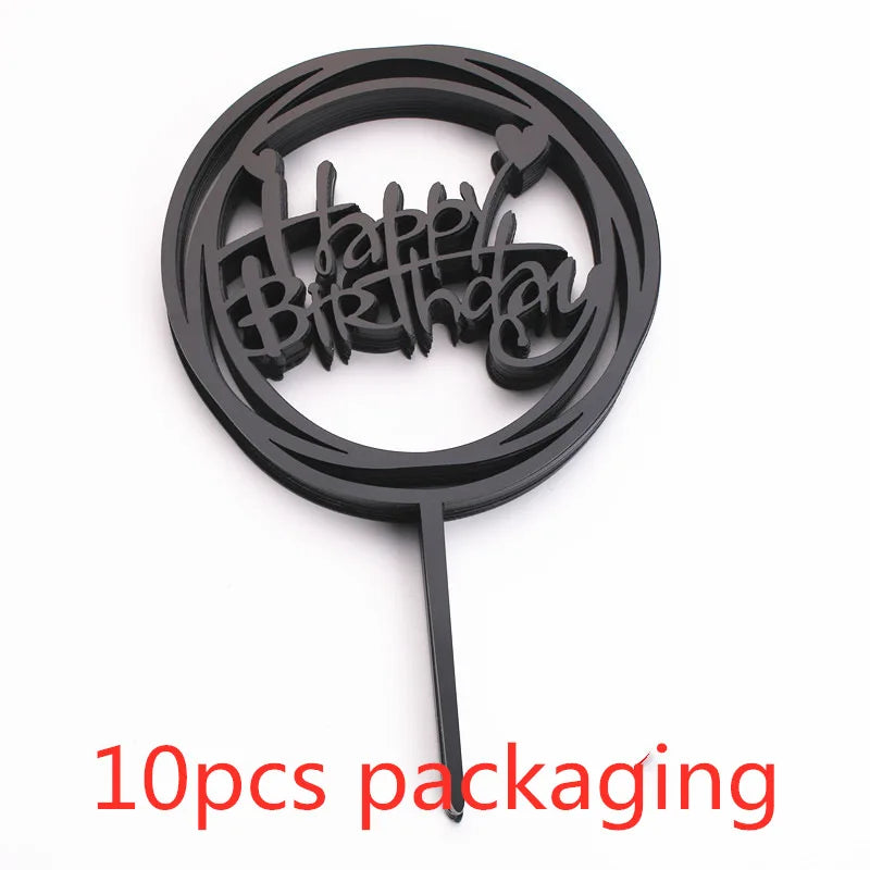 10-Pakning Akryl Happy Birthday Kaketoppere