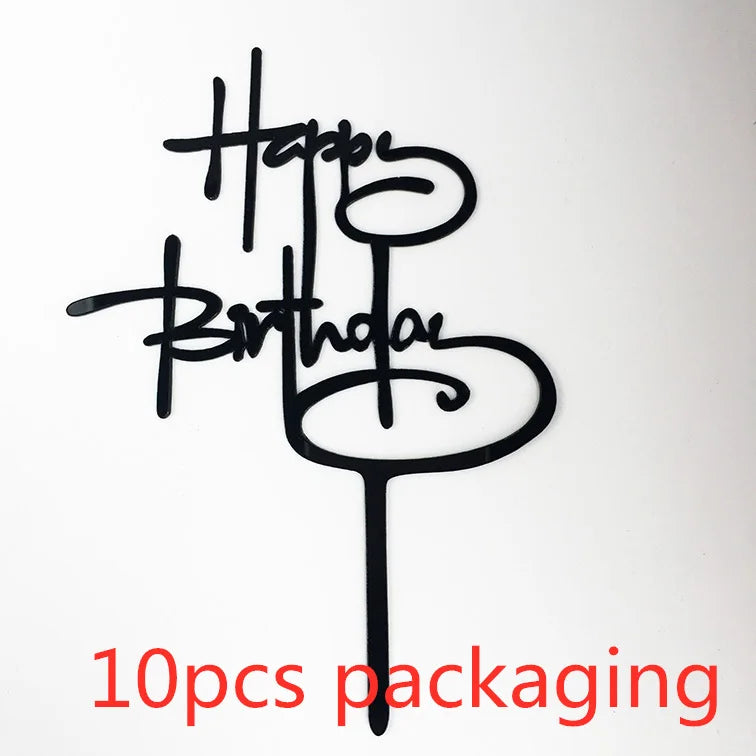 10-Pakning Akryl Happy Birthday Kaketoppere