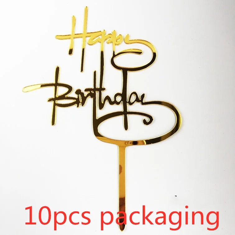 10-Pakning Akryl Happy Birthday Kaketoppere