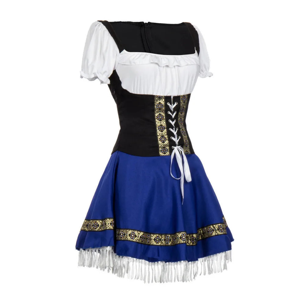 Klassisk Blå Bayersk Dirndl Oktoberfest-kjole