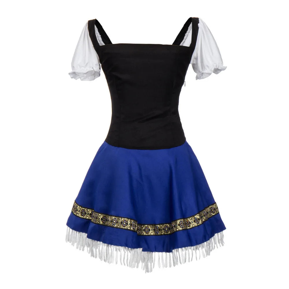 Klassisk Blå Bayersk Dirndl Oktoberfest-kjole