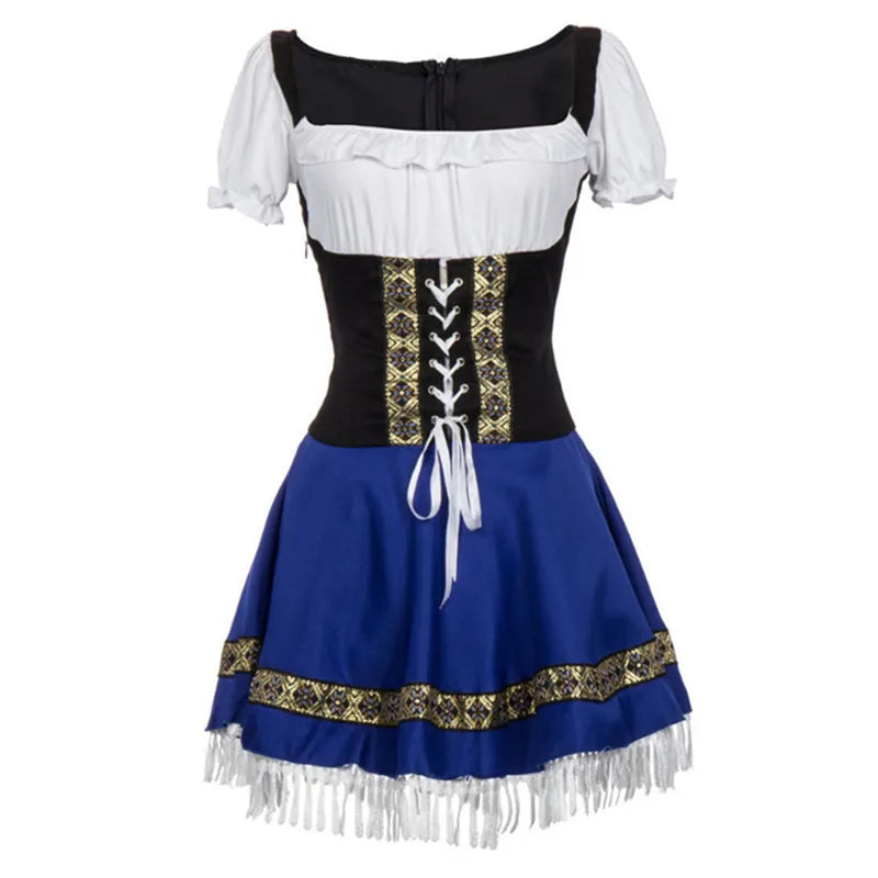 Klassisk Blå Bayersk Dirndl Oktoberfest-kjole