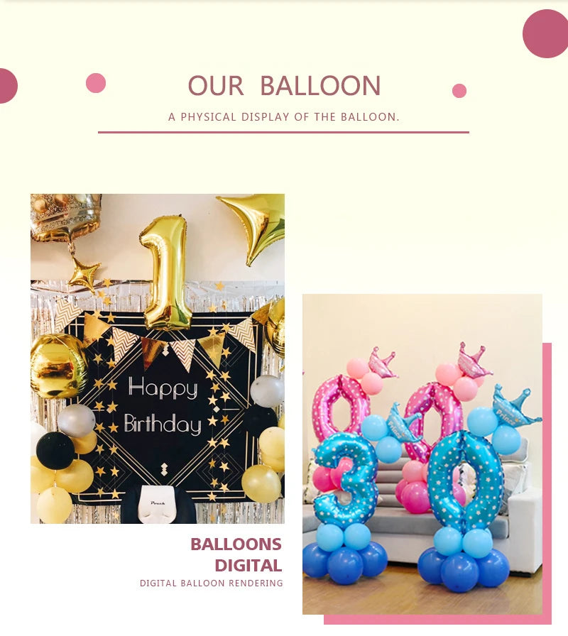 Folie Tallballonger 40cm / 80cm i Farger