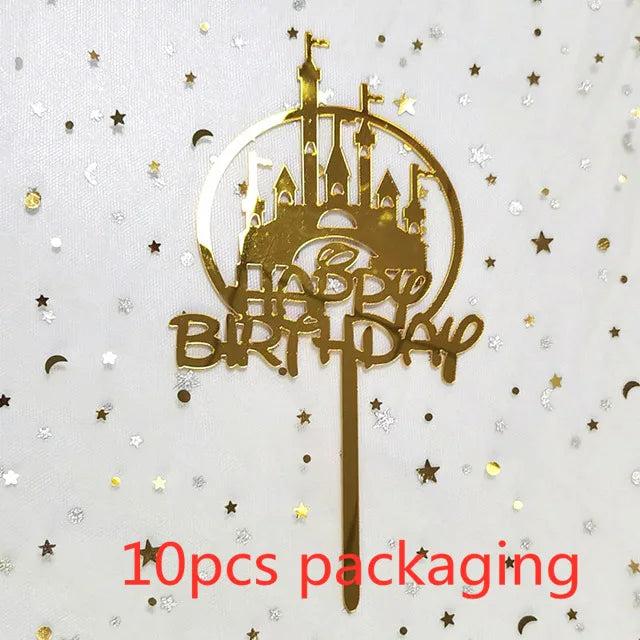 10-Pakning Akryl Happy Birthday Kaketoppere