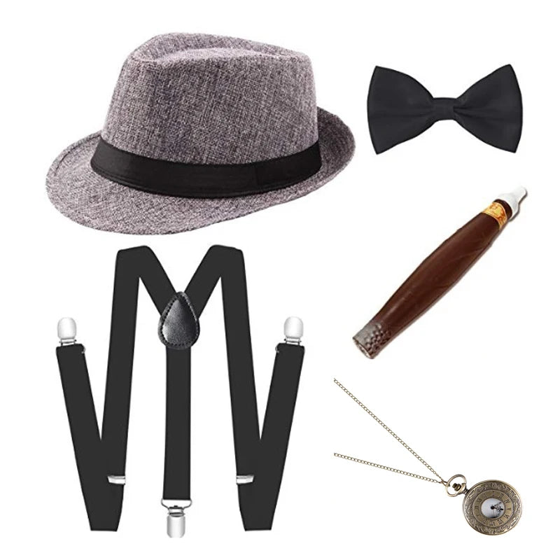 1920-tallet Herre Gangster Tilbehørsett (Gatsby Stil)