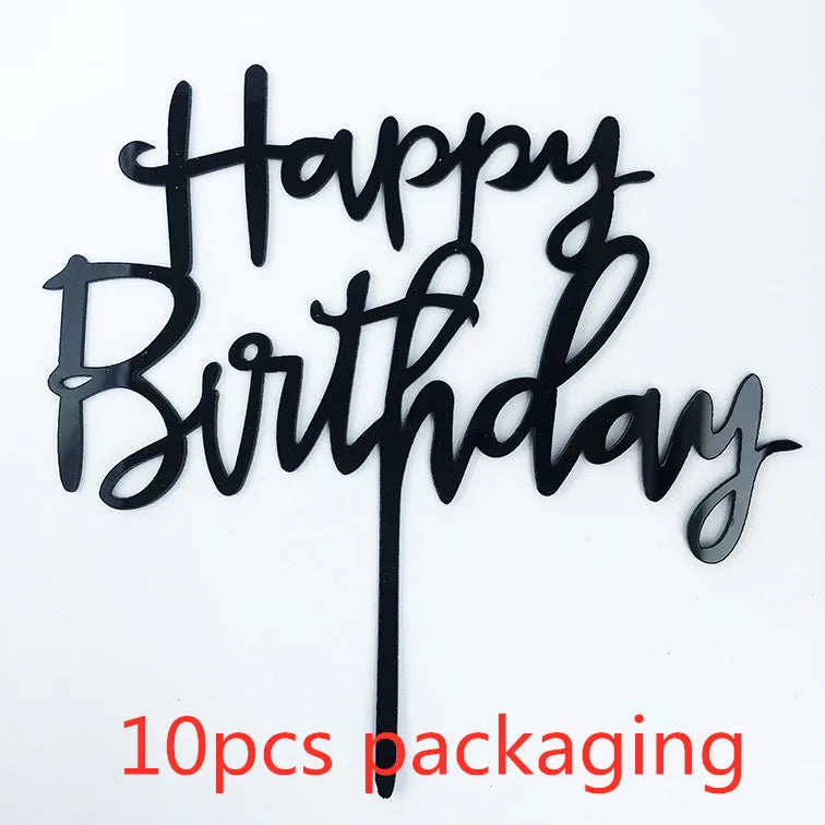 10-Pakning Akryl Happy Birthday Kaketoppere