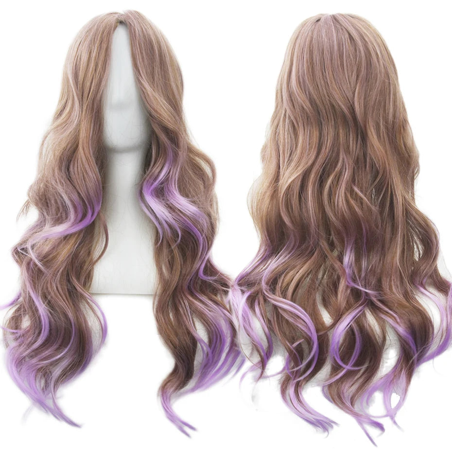 Regnbue Ombré Cosplay-Parykk med Pannelugg (70 cm)