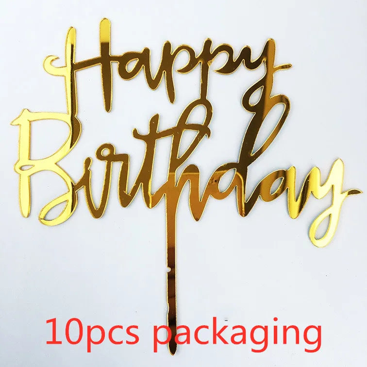 10-Pakning Akryl Happy Birthday Kaketoppere