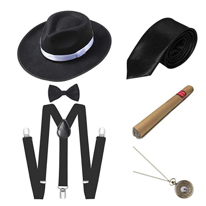 1920-tallet Herre Gangster Tilbehørsett (Gatsby Stil)