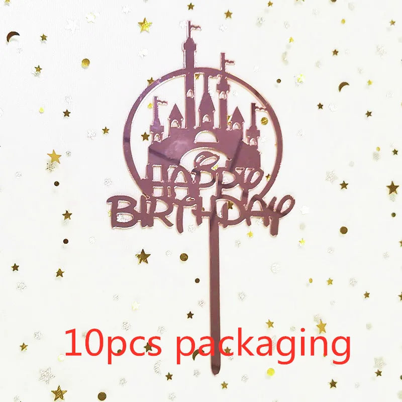10-Pakning Akryl Happy Birthday Kaketoppere