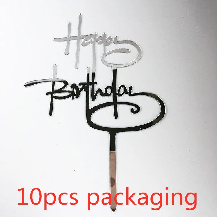 10-Pakning Akryl Happy Birthday Kaketoppere