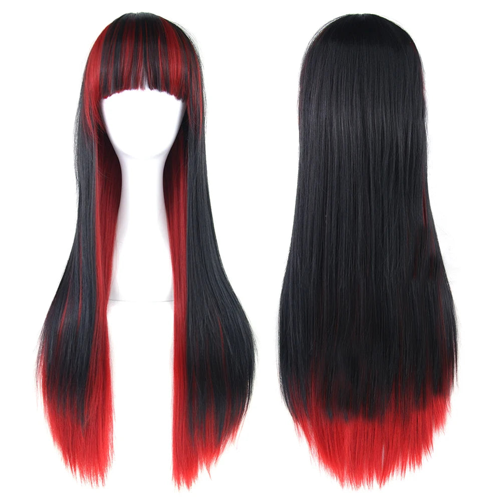 Regnbue Ombré Cosplay-Parykk med Pannelugg (70 cm)