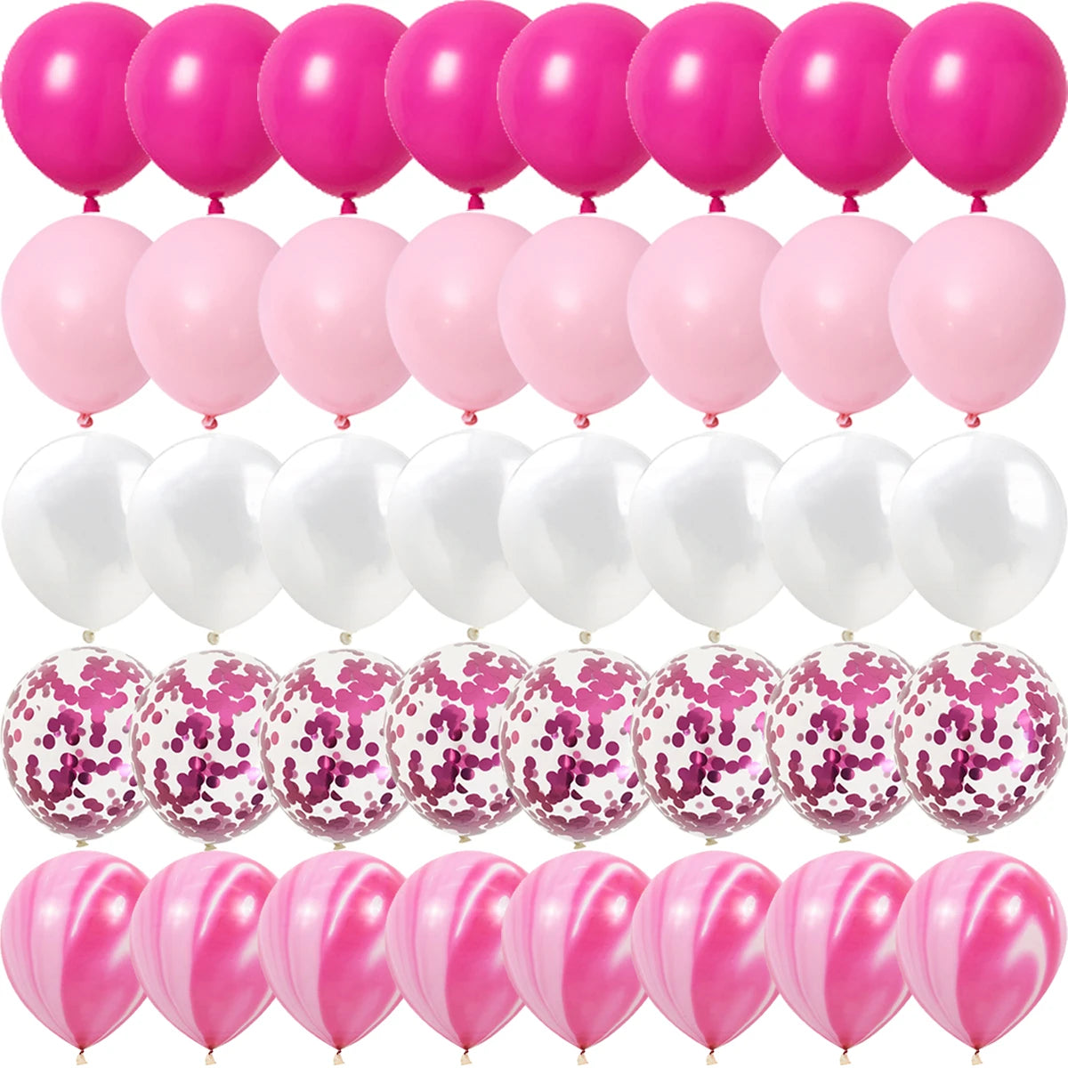 Rose Rosa Metalliske & Konfetti Ballonger