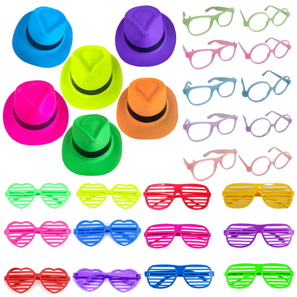 Festlig 1/2Sets Neon Plastic Hats Glasses