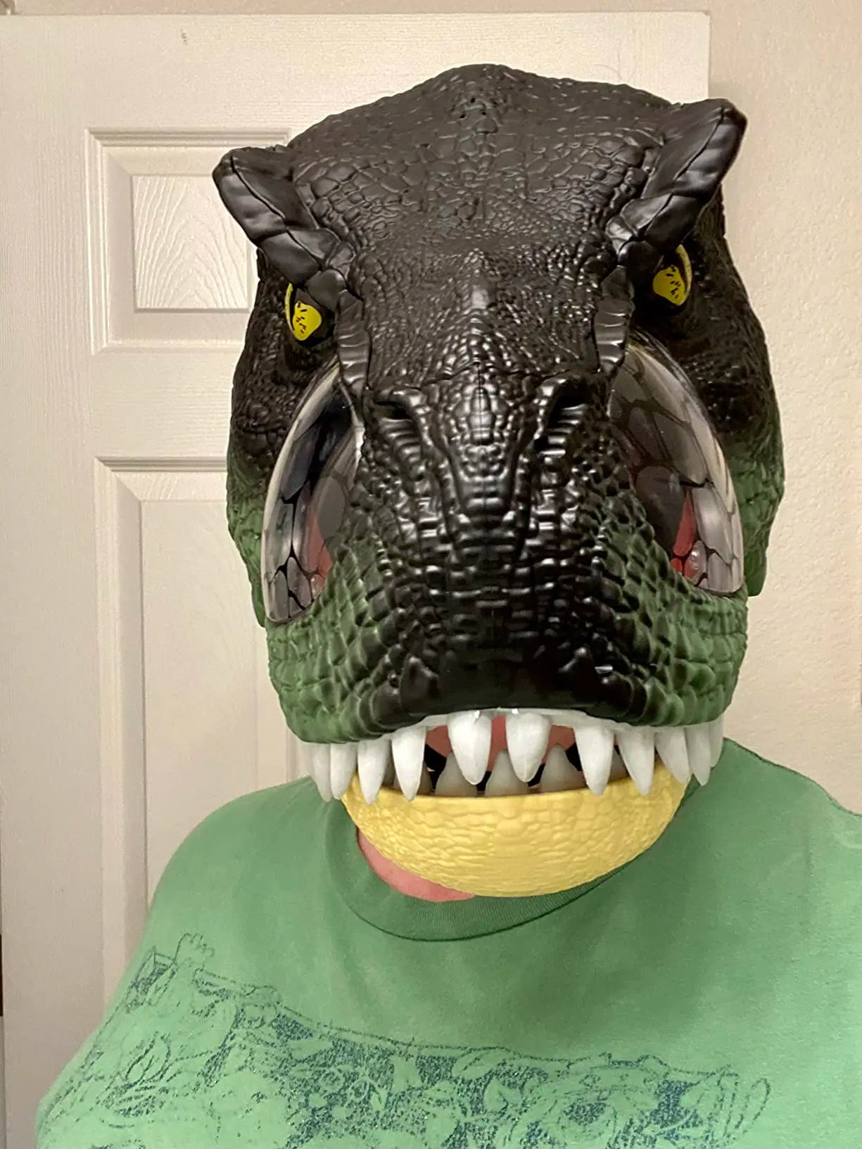 T-Rex Dinosaurus Lateksmaske med LED-øyne og Lyd