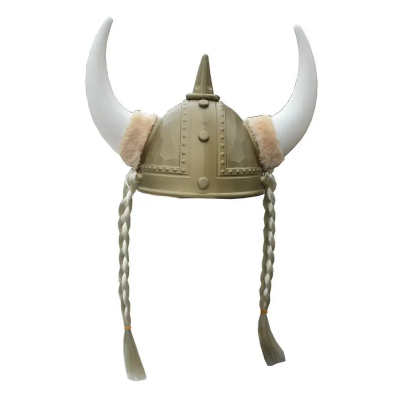 Vikinghjelm med Horn og Fletter