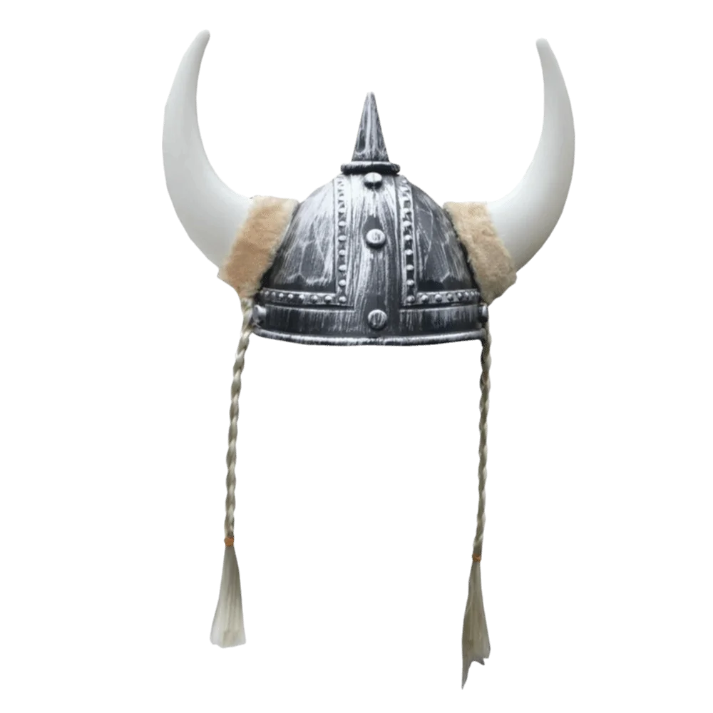 Vikinghjelm med Horn og Fletter