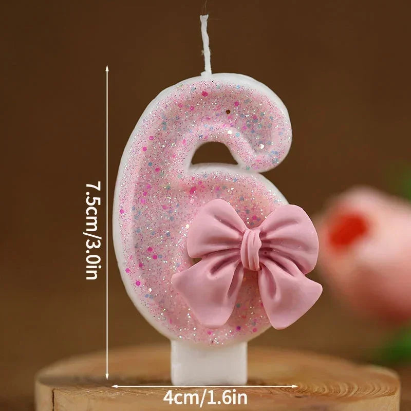 Glitrende 3D Tall-Kakelys Rosa (0-9)