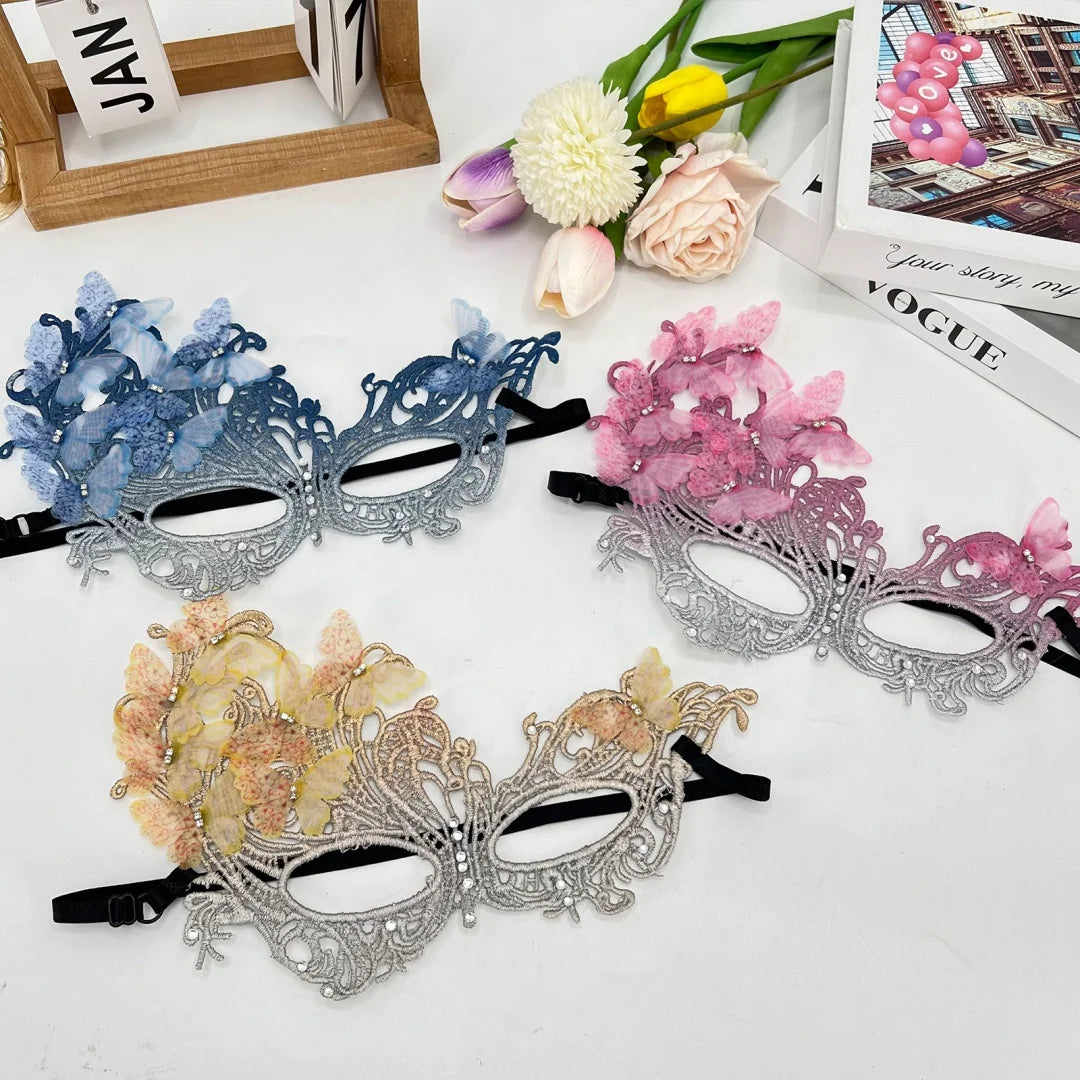 Sommerfugl Blondemaske med Strass