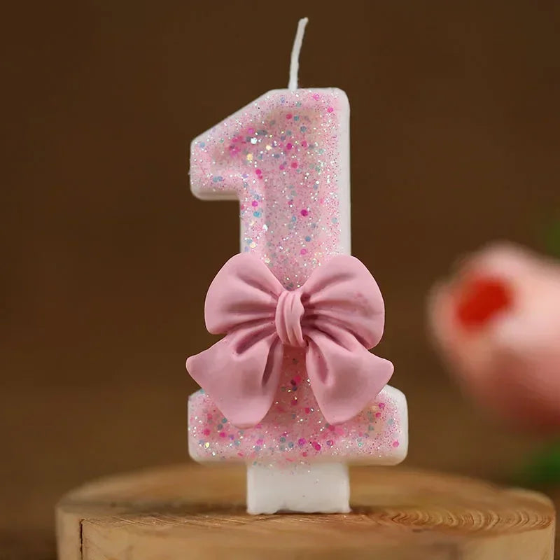 Glitrende 3D Tall-Kakelys Rosa (0-9)
