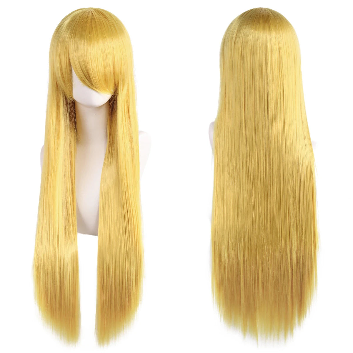 Lang Rett Lolita Cosplay-Parykk med Pannelugg (80 cm)