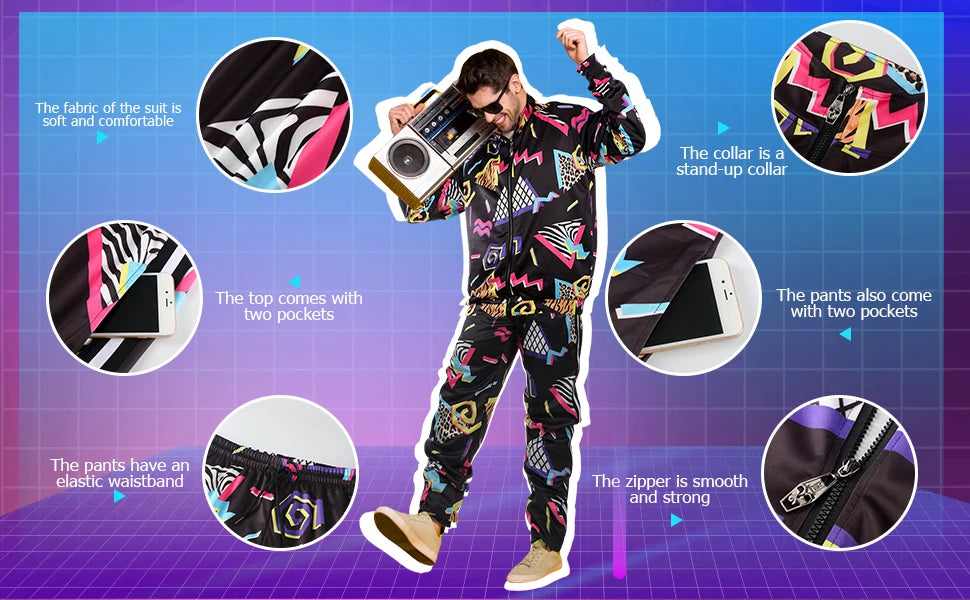 80s & 90s Urban Retro Treningsdress for Herre