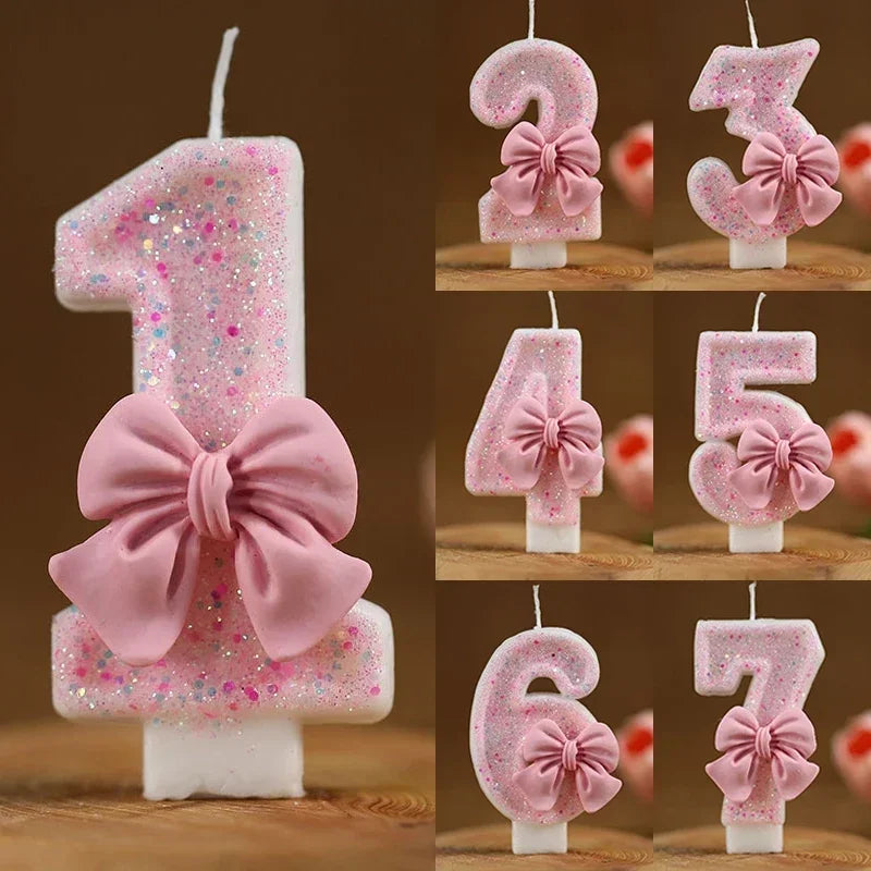 Glitrende 3D Tall-Kakelys Rosa (0-9)