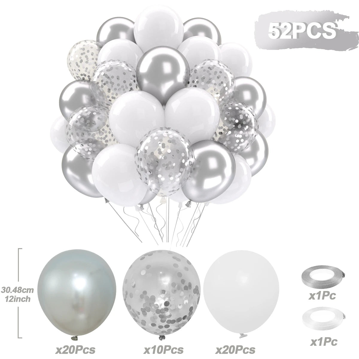 Perlemor & Metallisk Ballongmiks – Flerpakning