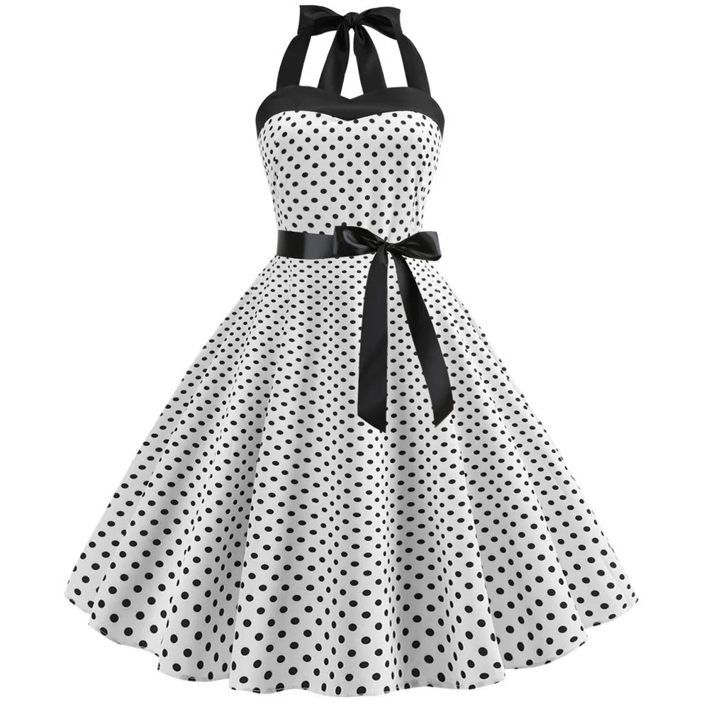 Halterneck Polka Dot Pin-up Kjole