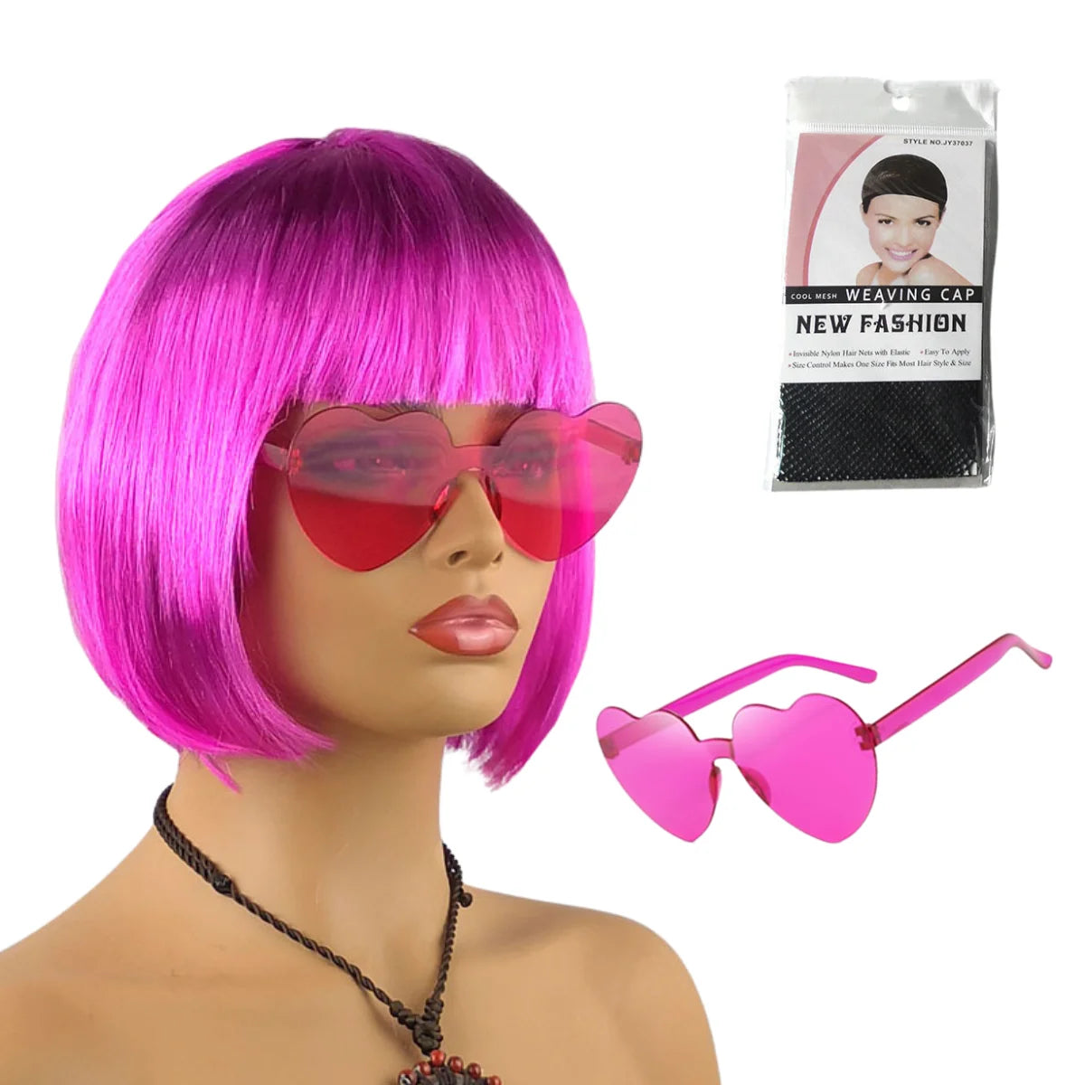 Neon Fargerik Kort Bob-Parykk