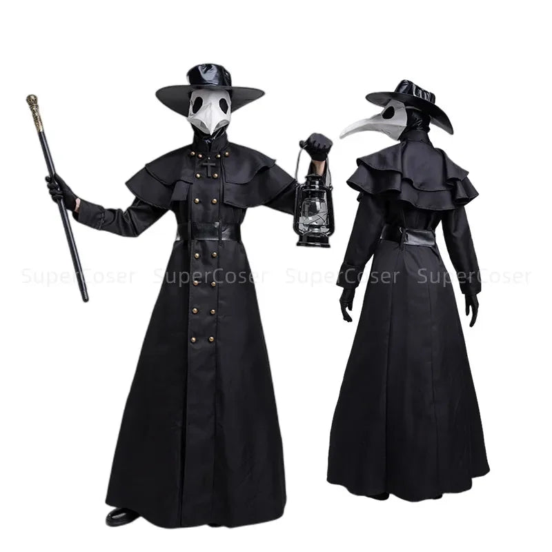 Pestlege / Plague Doctor Kostyme med Maske og Hatt