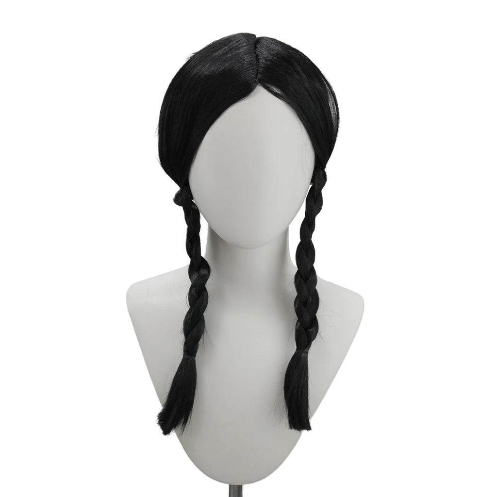 Wednesday Addams Sorte Fletter Parykk