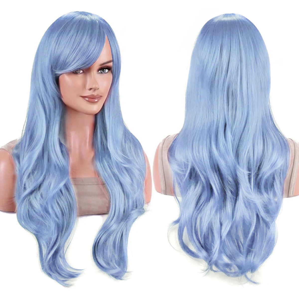 Lang Bølgete Cosplay-Parykk med Pannelugg (70 cm)