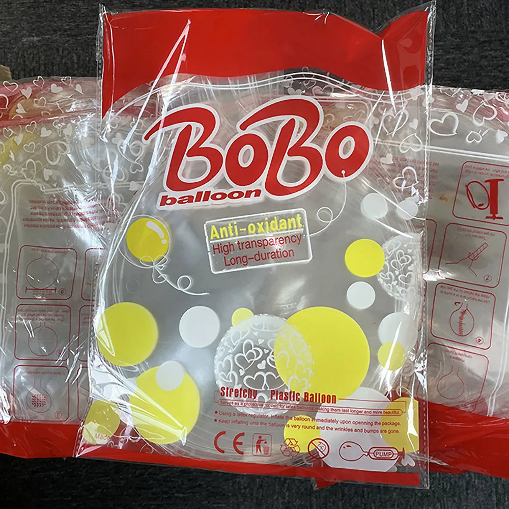 10-Pakning Krystallklare Bobo-Kuleballonger