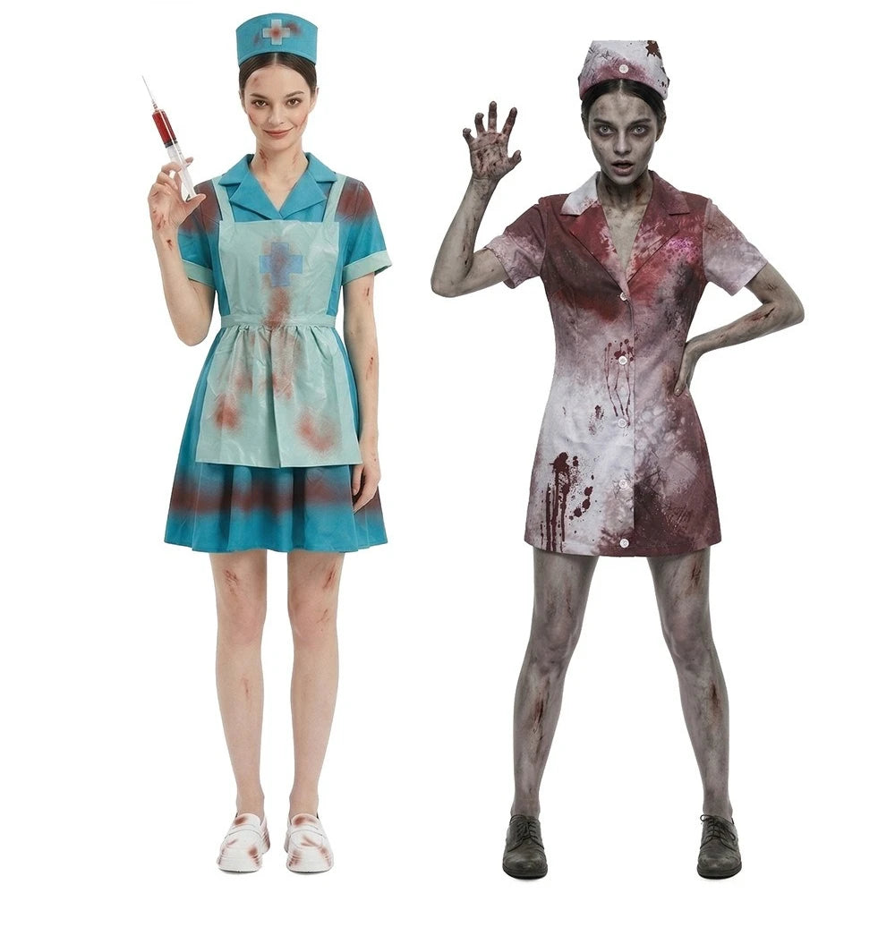 Blodig Zombie Sykepleier Halloween Kostyme